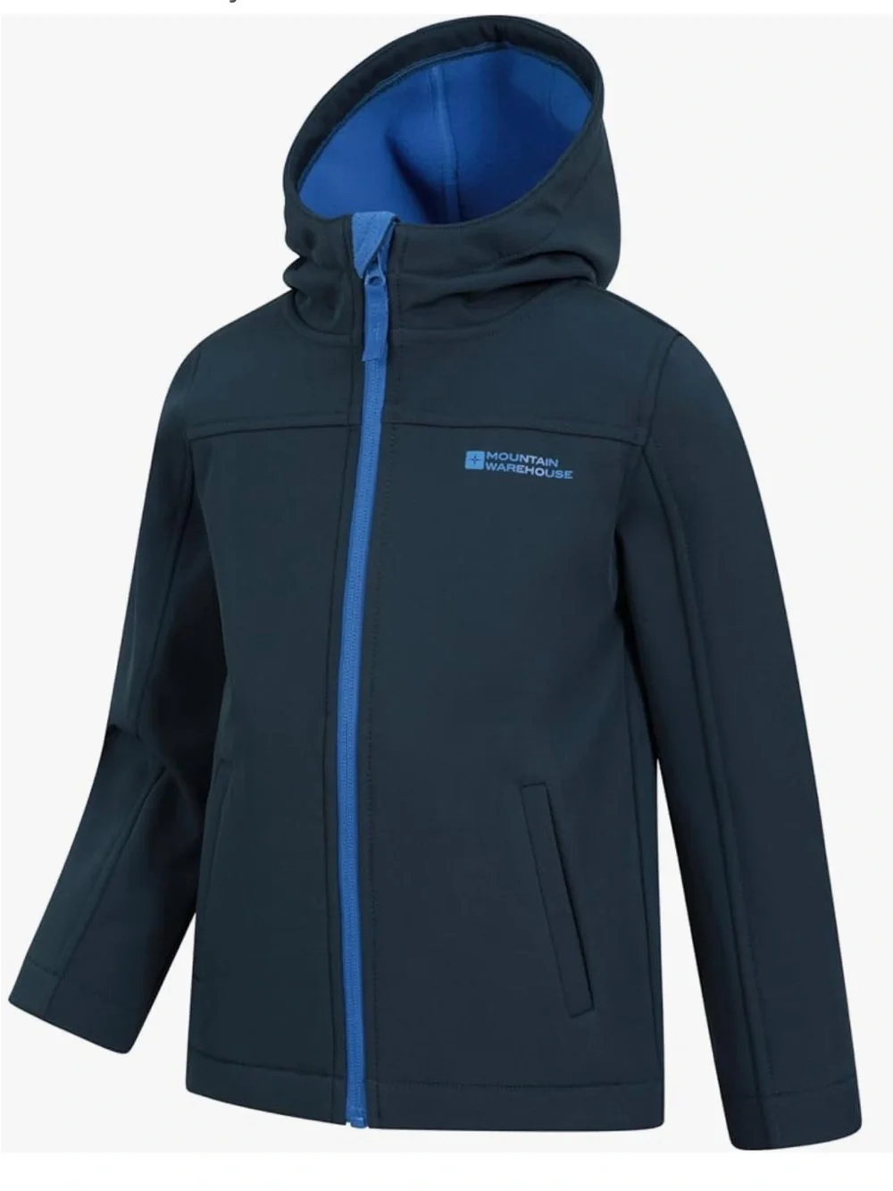 EEUC Mountain Warehouse Kids Navy Exodus Softshell Fleece Lined Hooded Jacket